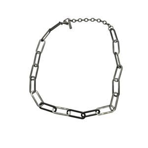 SUGARFIX 18" Nickel Free Paperclip Chain Link Statement Necklace Silver